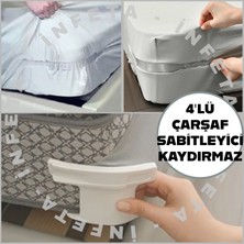 İnfeta 4 Adet Çarşaf Sabitleyici Tutucu Aparat - Gözükmez Tasarım Çarşafmatik Kaymaz Köşe Yatak Çarşaf Sabitleyici