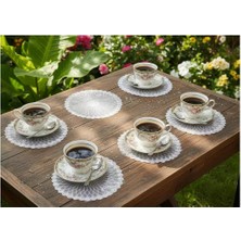 Ceki Home 6'lı Dantel Kahve Sunumluğu 15X15 cm Asorti Desenli Modern Sunum Aksesuarı