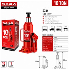 Sara S784 10 Ton Hidrolik Şişe Kriko Taşıma Kollu – 230-460 mm