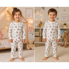Mivora Unisex Çocuk Pijama Takımı – Sevimli Hayvan Desenli, Uzun Kollu 2'li Pijama Seti
