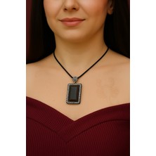 Moda Accessories Kaplan Gözü Nazarlık Zirkon Taşlı Dikdörtgen Kolye Ucu