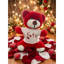 Love Baskılı Tişörtlü Kırmızı Ayıcık