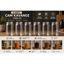 StepCo 6'lı 1 Litre Cam Kavanoz Kapaksız Çok Amaçlı Saklama ve Konserve Kavanozu