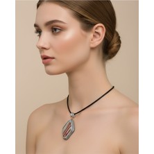 Moda Accessories Doğal Taş Nazarlık Kolye Ucu Kare Kaplan Gözü