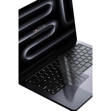 Novstrap Apple MacBook Pro 14 Inç M3 A3401 A3185 A3112 ile Uyumlu Türkçe Q Gri Füme Silikon Klavye Koruyucu Kılıf
