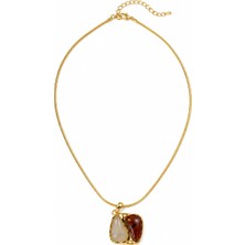 Stelle Jewelry Kahverengi ve Beyaz Boncuklu Kolye