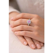 Vip Pembe Taş Yüzük Silver