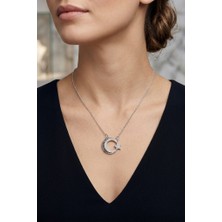 Gümüş Rengi Paslanmaz Çelik Ay Yıldız Türk Bayrağı Motifli Kolye