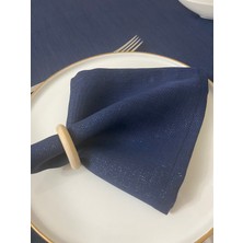 Zeren Home Keten Görünümlü Simli Lacivert Dertsiz Servis Peçetesi 35 x 35 cm 6 Adet