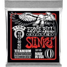 Happy Trend Ernie Ball Sıska Üst/ağır Alt Slinky Kaplamalı Titanyum Rps Elektro Gitar Telleri, Ölçü 10-52