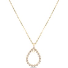 Damla Zirkon Kolye Gold 45 cm