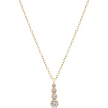 Tria Zirkon Kolye Gold 45 cm