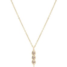 Üçlü Sarmal Zirkon Kolye Gold 45 cm