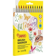 Jovi 1312 Fırça Uçlu Markör Kalem Seti 12 Renk - 4.5mm Esnek Uçlu Lettering, Kaligrafi, Yüksek Kapatıcı ve Havalandırmalı Güvenlik Kapaklı Çizim Kalemi