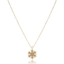 Zirkon Kar Tanesi Kolye Gold 45CM