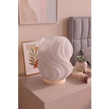 Lumin Estetik Dalga Formlu Modern Dekoratif Gece Lambası ve Abajur - Peach / Beyaz