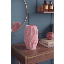 Hare Estetik Dalga Formlu Modern Dekoratif Gece Lambası ve Abajur - Pembe