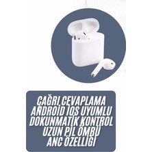 TeknoKapsül 2025 Model Çağrı Cevaplayabilen Bluetooth Kulaklık Beyaz Dokunmatik Kontrol