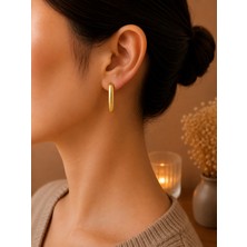 Semtim Kuyumculuk Minimal Uzun Dikdörtgen Form Gold Modern Kadın Küpe