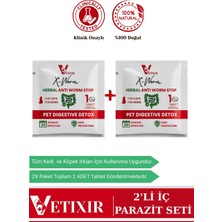 Vetixir Bitkisel Kedi ve Köpek Iç Organizma Tableti X-Worm Herbal Anti-Worm 2 Adet Tablet