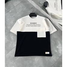 Modi Unisex Torba Cep Detaylı  Parçalı T-Shirt - Siyah