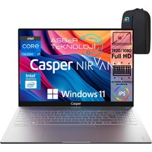 Casper Nirvana S100 300NIT I7-13620H 24GB Ddr5 1tb SSD 16" WIN11 Pro Laptop S100.1362-BV00X-G-F Asbertech Çanta