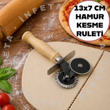 İnfeta 3.5x2=7cm Çift Başlıklı 10CM Saplı Hamur Pizza Kesm Ruleti- Hamur, Pizza, Börek Kesme Bıçağı- Pizza Kesici