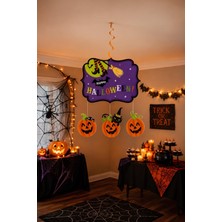 Patladı Gitti Halloween Balkabağı ve Cadı Figürlü Tavan Süsü Cadılar Bayramı Parti Dekoru