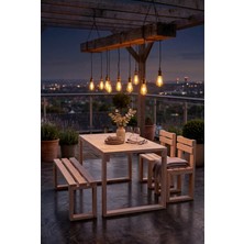Klamm Ağaç Masa Takım 80X130 Ham Ladin Ağacı
