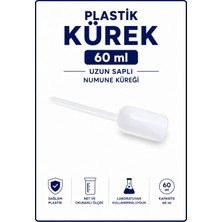 Labolist Plastik Kürek Beyaz - 60 ml - Dibi Düz - Uzun Saplı