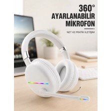 Rgb Işıklı Mikrofonlu Bluetooth Kulaklık Beyaz Over-Ear Tasarım Type-C Şarjlı Midastech