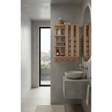 Josef Banyo Rafı Naturel Şık Tasarım Ham Ladin Ağacı