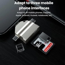 USB Otg Kart Okuyucu Micro USB Type-C ve Lightning Uçlu Telefon Pc Bilgisayar ve Notebook Uyumlu Mikro Sd Kart Okuyucu ZR591