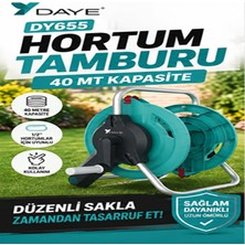 Venoa Daye DY655 Hortum Tamburu 40 Metre – 1/2" Hortum Uyumlu Portatif Manuel Hortum Makara