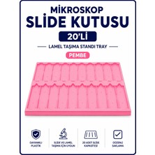 Labolist Mikroskop Slide Kutusu 20li-Lamel Taşıma Standı Tray-Pembe