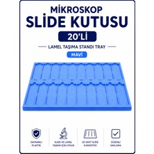 Labolist Mikroskop Slide Kutusu 20li-Lamel Taşıma Standı Tray-Mavi