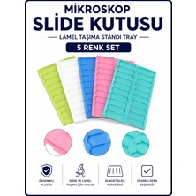 Labolist Mikroskop Slide Kutusu - Lamel Taşıma Standı Tray - 5 Renk Set