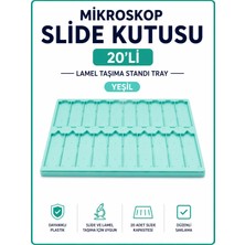 Labolist Mikroskop Slide Kutusu 20li-Lamel Taşıma Standı Tray-Yeşil