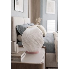 Loft Estetik Dalga Formlu Modern Dekoratif Gece Lambası ve Abajur - Pembe / Beyaz