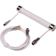 Beast eSpor C01 8k Hz Coiled Kablolu Sarmal Kablo Oyun İçin Beyaz Kare Tuş Formu