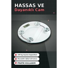 Semel Temperli Cam 180 kg Kapasiteli Dokunmatik Baskül - Şeffaf Dijital Tartı, Ev Kullanımı BX-313434