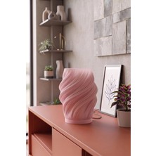 Sirius Estetik Dalga Formlu Modern Dekoratif Gece Lambası ve Abajur - Pembe