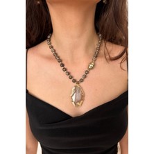 Suerte Accessories Özel Tasarım Akik Doğal Taş Akik Doğaltaş Uçlu El Yapımı Kadın Kolye