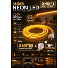 Tenk Neon Amber Renk 220V Tak&çalıştır Mutfak Tezgah Üstü Yatak Odası Tv Arkası LED Işık