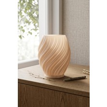 Aqua Estetik Dalga Formlu Modern Dekoratif Gece Lambası ve Abajur - Peach