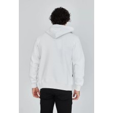Modi Unisex Tam Fermuarlı Kapşonlu  Sweatshirt - Beyaz