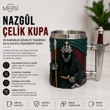 Mersi Shop Nazgûl Figürlü Çelik Kupa 3D Karanlık Şövalye Tasarımlı Kılıç Kulplu Dekoratif Kupa