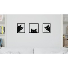 Belirtilmemiş Dekoratif Kedi Tasarımlı Duvar Süsü (3’lü Set)