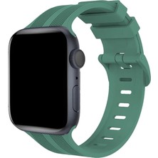 TeknoKapsül Newface Apple Watch 38MM KR408 Çizgili Silikon Kordon - Yeşil