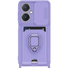 TeknoKapsül Newface Vivo Y27 Kılıf Zuma Kartvizitli Yüzüklü Silikon - Lila